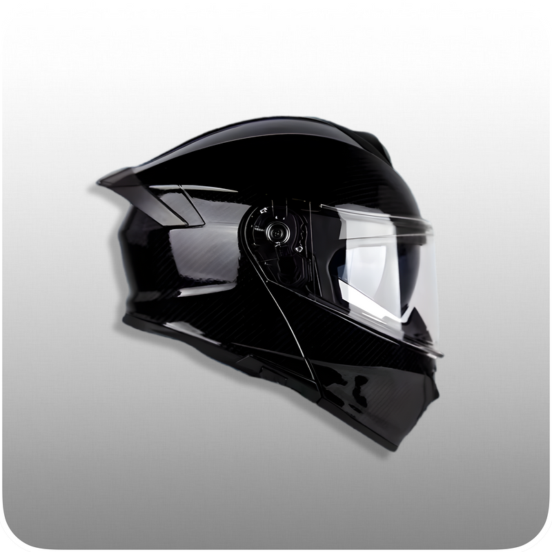 Casco De Moto, Modular, Negro Brillante, Pantalla Negra/Transparente