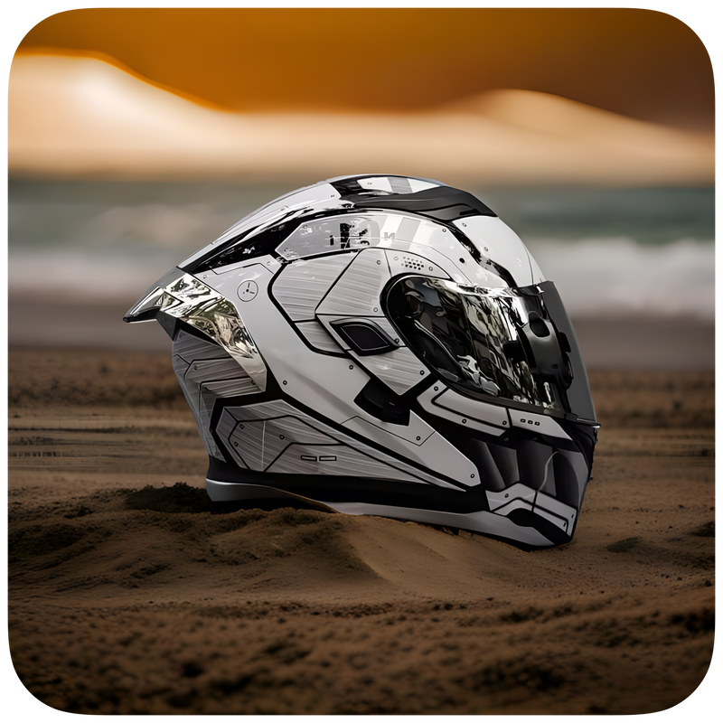 Casco De Moto, Modular, Gris, Pantalla Plateada