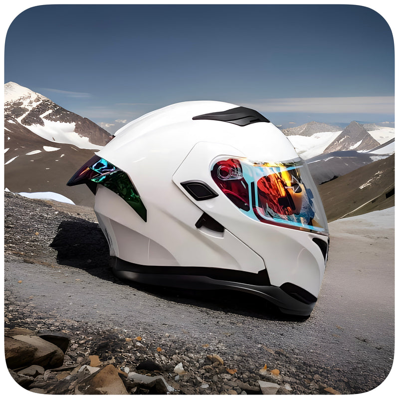 Casco De Moto, Modular, Blanco, Pantalla Aurora