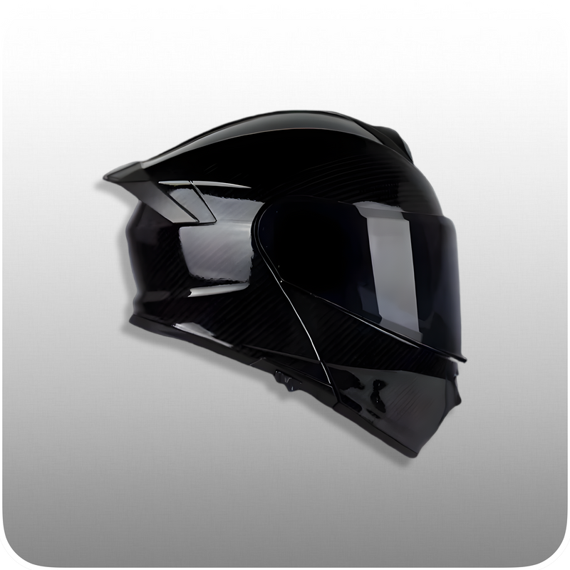 Casco De Moto, Modular, Negro Brillante, Pantalla Negra/Transparente