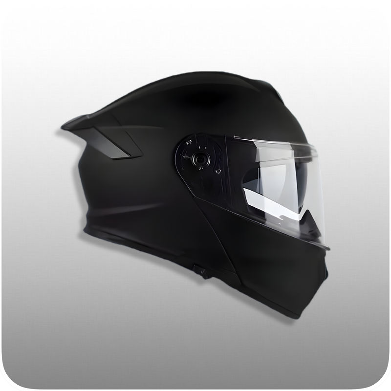 Casco De Moto, Modular, Negro Mate, Pantalla Negra/Transparente