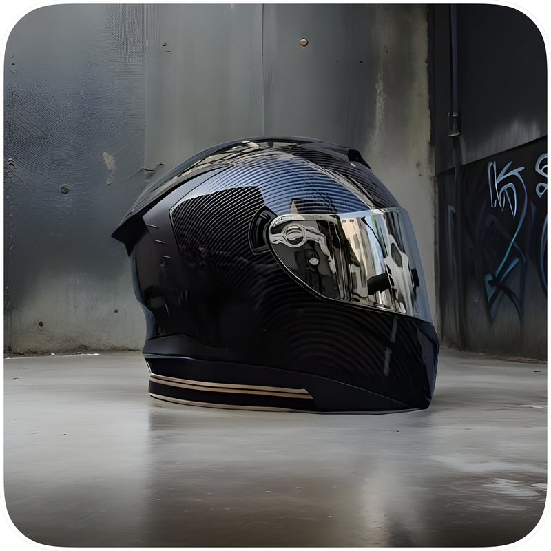 Casco De Moto, Integral, Negro Brillante, Pantalla Plateada