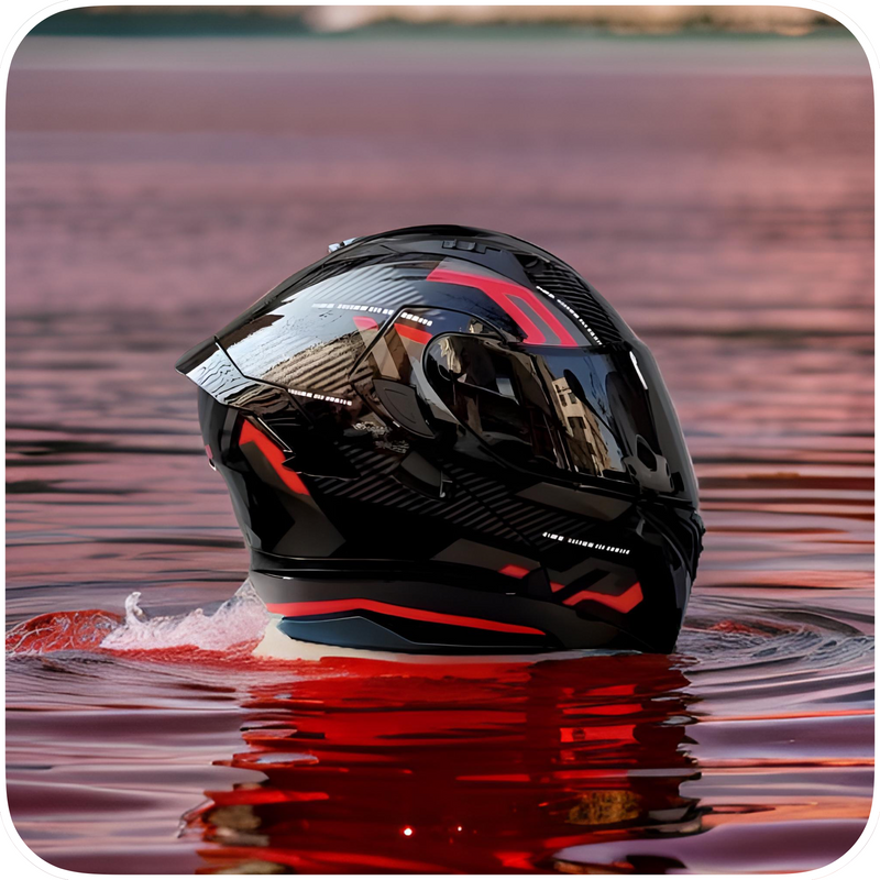 Casco De Moto, Modular, Negro/Rojo Brillante, Pantalla Negra