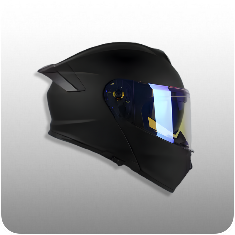 Casco De Moto, Modular, Negro Mate, Pantalla Aurora Azul