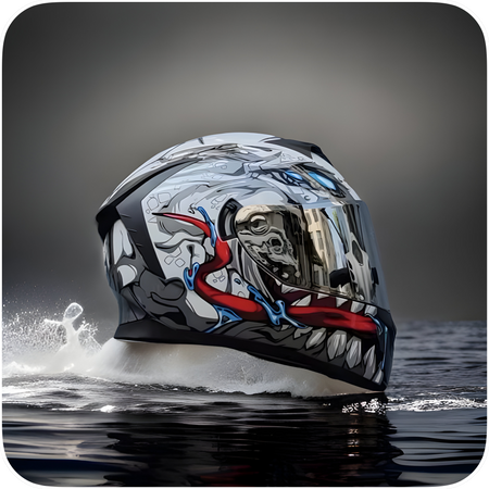 Casco De Moto, Integral, Personalizado, Pantalla Plateada