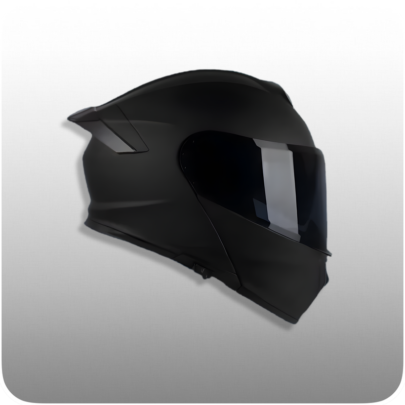 Casco De Moto, Modular, Negro Mate, Pantalla Negra/Transparente