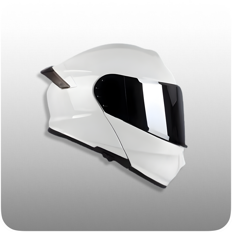 Casco De Moto, Modular, Blanco Brillante, Pantalla Espejo