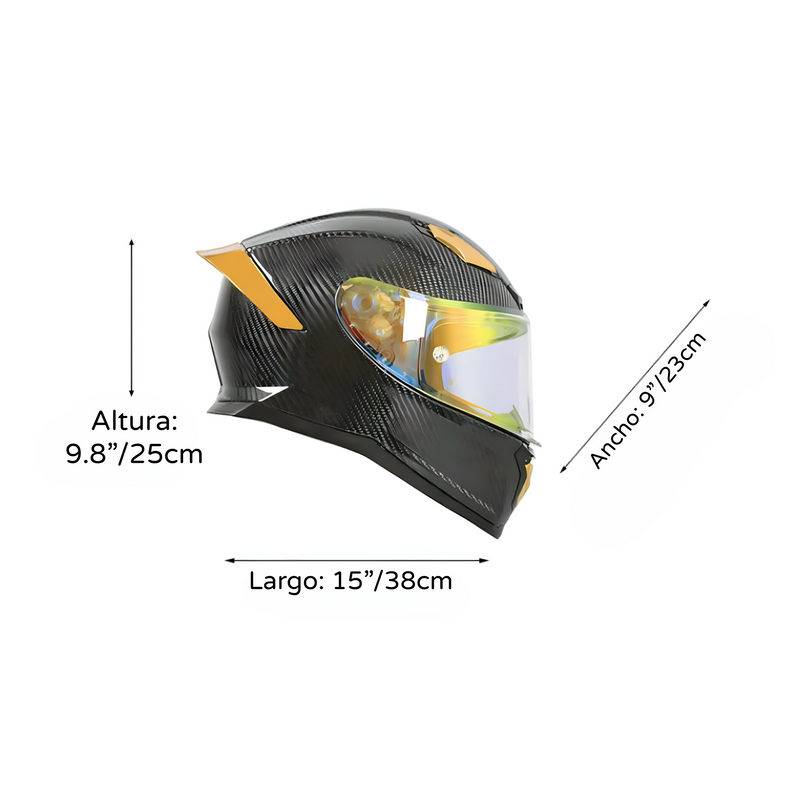 Casco De Moto Completo De Fibra De Carbono ( Negro Brillante )